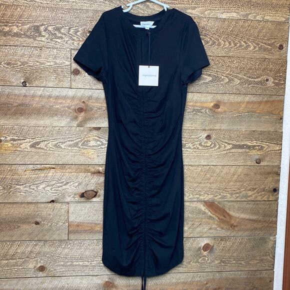 Revolve Superdown Yasmine Ruched Tie Dress In Black Stretch Size XXS NWT - Picture 4 of 8